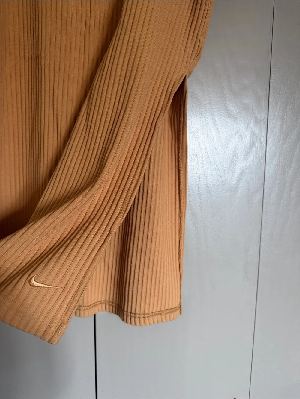 Nike Ribbed Midi Skirt in Camel/Tan